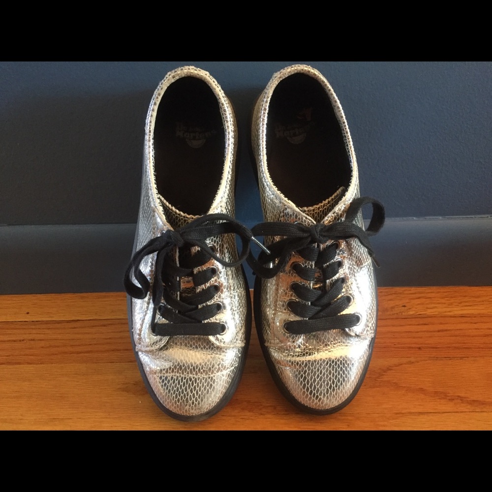 Docs Snake Embossed Silver Metallic Sneakers